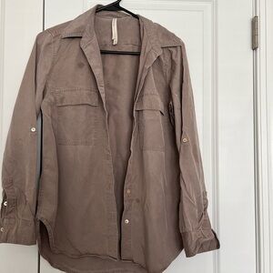 Babaton Taupe Button-Up Shirt